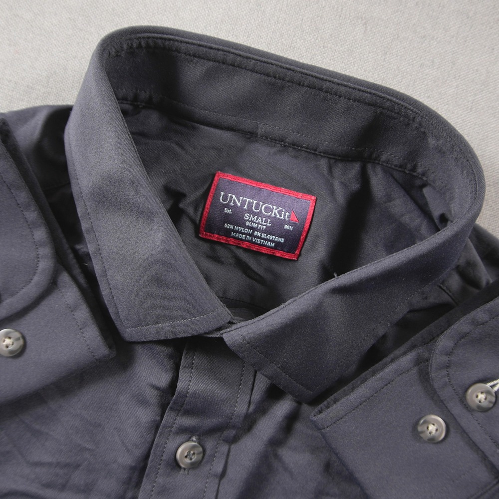 UNTUCKit Gironde Slim Fit Performance Stretch Men Button Down Shirt S Black